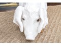 A Family Of Three French White Glazed Terracotta Pigs