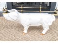 A Family Of Three French White Glazed Terracotta Pigs