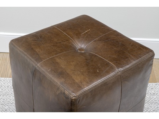 Pottery Barn Leather Upholstered Stool