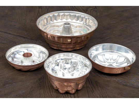 Collection Of Four French Copper Cake Moulds