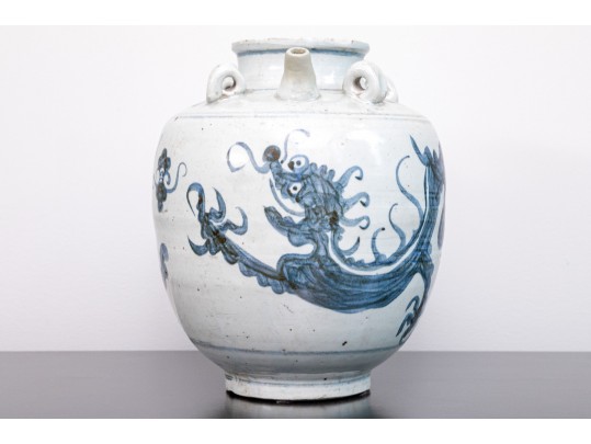 Antique Chinese Blue And White Porcelain Ewer 