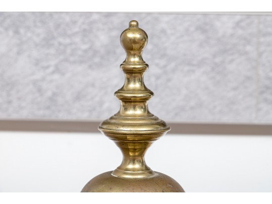 Pair Of Antique Brass Andirons