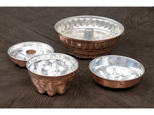 Collection Of Four French Copper Cake Moulds
