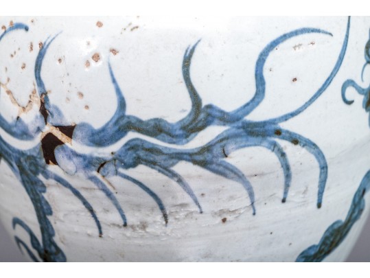 Antique Chinese Blue And White Porcelain Ewer 