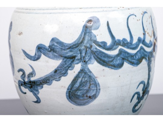 Antique Chinese Blue And White Porcelain Ewer 