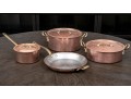 Handsome Lot Of Vintage Heavy French Copper And Bass Pots And Pans
