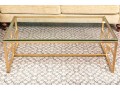 Chic Contemporary Gilt Metal Framed Glass Top Cocktail Table