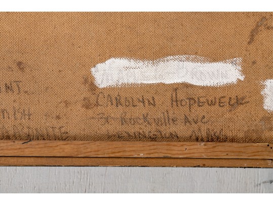 Carolyn Hopewell, Signed 1969 Oil On Board, Modern Landscape In Moonlight