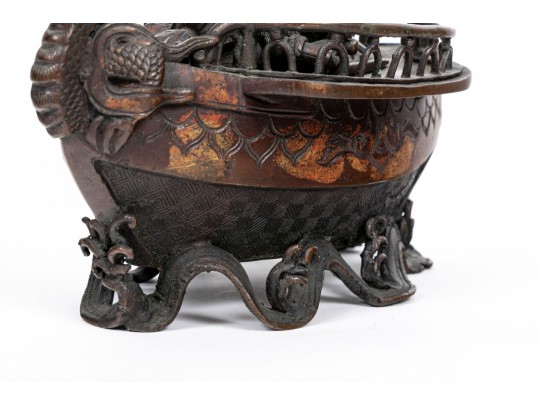 Antique Japanese Takarabube / Treasure Ship Form Bronze Censer, 19th C. 
