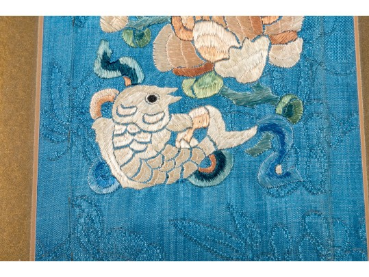 Pair Of Framed Chinese Embroidered Panels