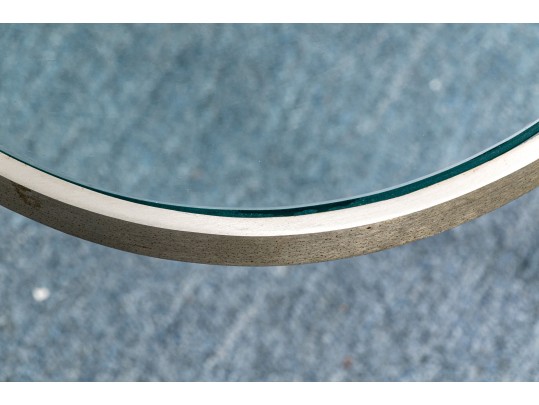 Hollywood Regency Style Brass & Glass Oval Top Cocktail Table 