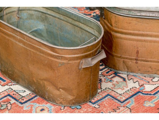 Two Vintage Copper Boilers / Tinder Bins