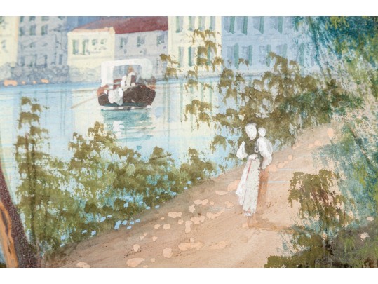 M. Gianni (Italy, 1873-1956) Gouache, Italian Mountain Lake Scene