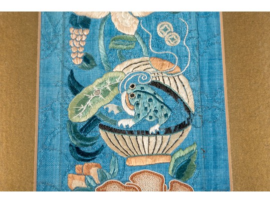 Pair Of Framed Chinese Embroidered Panels