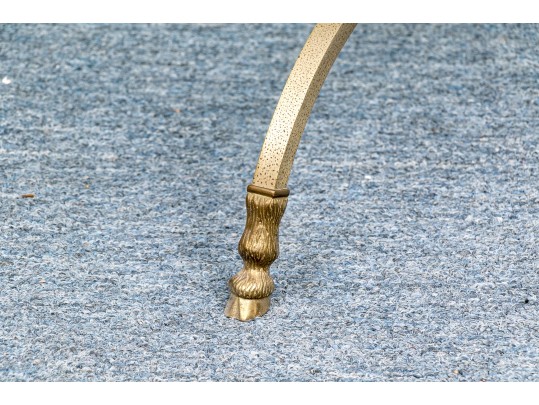 Hollywood Regency Style Brass & Glass Oval Top Cocktail Table 