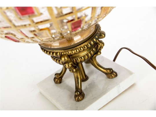 Pair Of Mid-Century Colored Glass Globe Lamps 