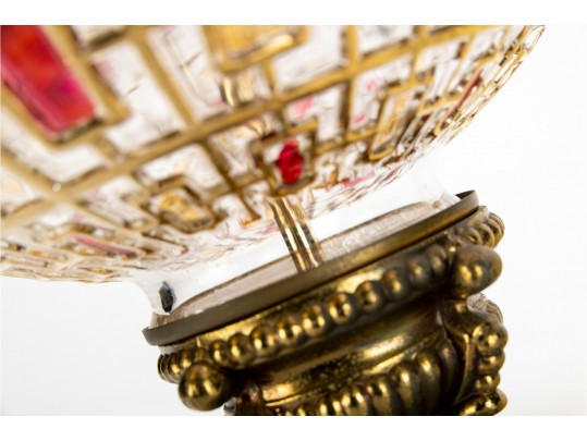 Pair Of Mid-Century Colored Glass Globe Lamps 