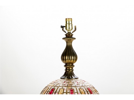 Pair Of Mid-Century Colored Glass Globe Lamps 