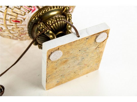 Pair Of Mid-Century Colored Glass Globe Lamps 