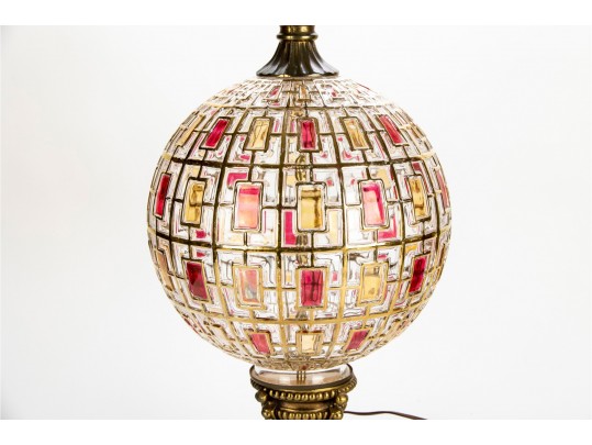Pair Of Mid-Century Colored Glass Globe Lamps 