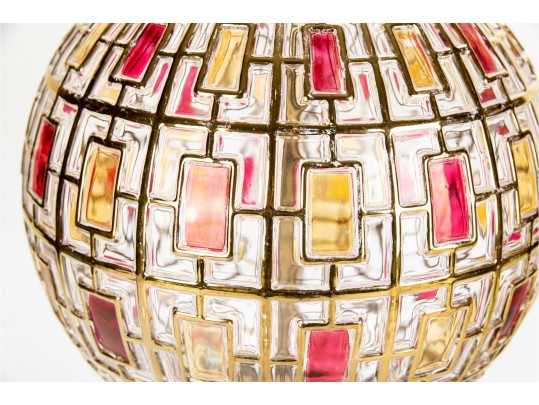 Pair Of Mid-Century Colored Glass Globe Lamps 