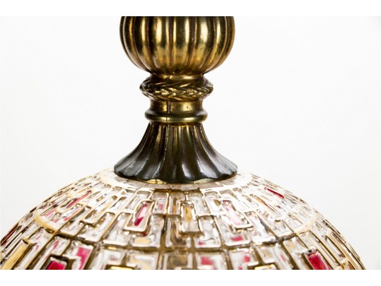 Pair Of Mid-Century Colored Glass Globe Lamps 