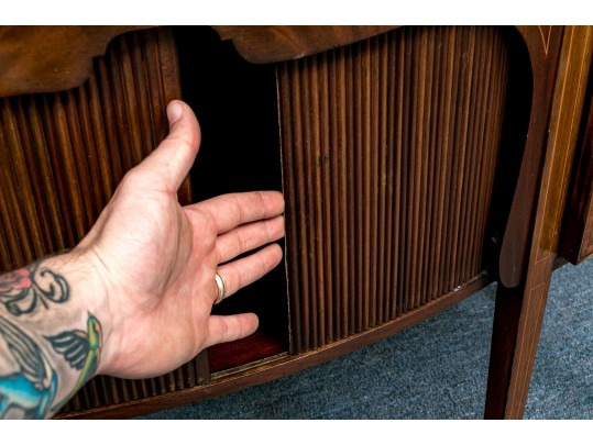 Georgian Style Mahogany Veneered Sideboard With Brass Gallery