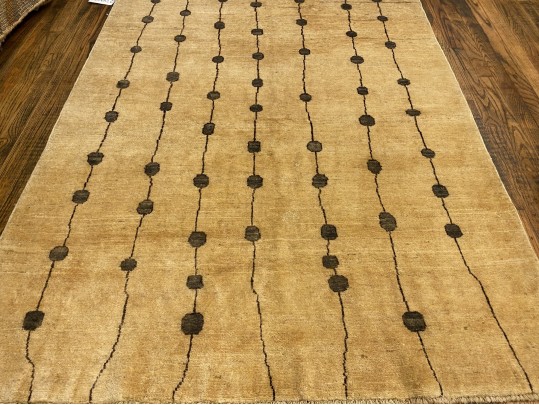Handsome Hand Knotted Wool Accent Carpet - 5’-7” X 4’-5”, New
