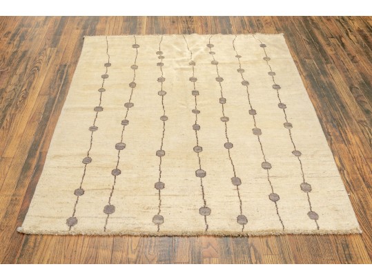 Handsome Hand Knotted Wool Accent Carpet - 5’-7” X 4’-5”, New