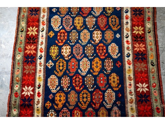 Vibrant Kazak Hand Knotted Wool Runner Rug, 95