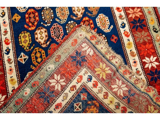 Vibrant Kazak Hand Knotted Wool Runner Rug, 95