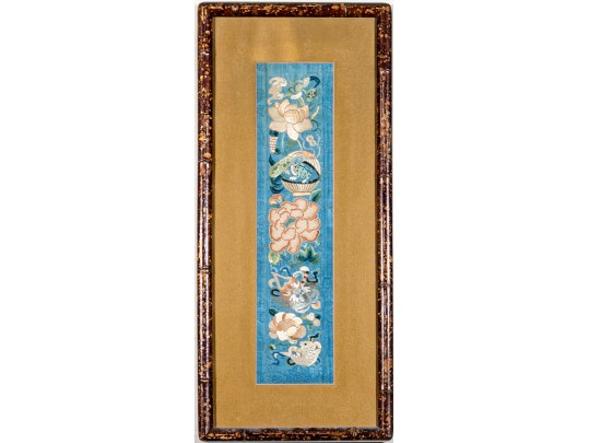 Pair Of Framed Chinese Embroidered Panels