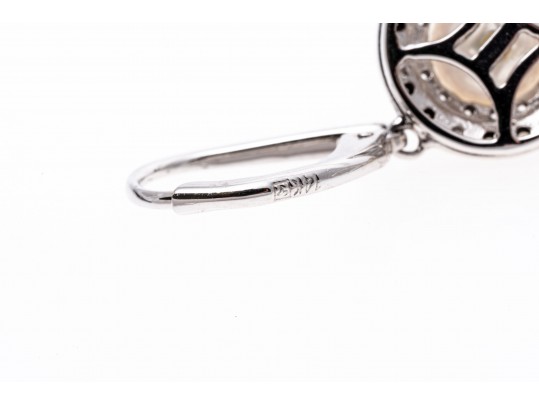 Classic 14K White Gold And Pearl Dangle Earrings