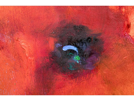 Victoria Montesinos (Mexico, B.1944) Oil On Panel, Red Floral 