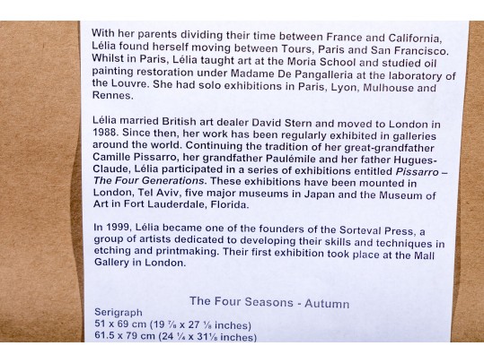 Lelia Pissarro (France, B.1963) Signed Serigraph, 