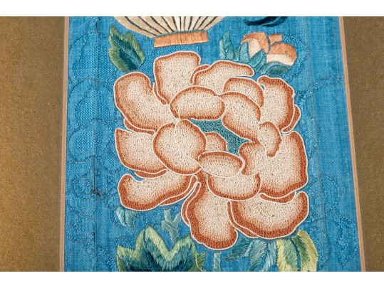 Pair Of Framed Chinese Embroidered Panels