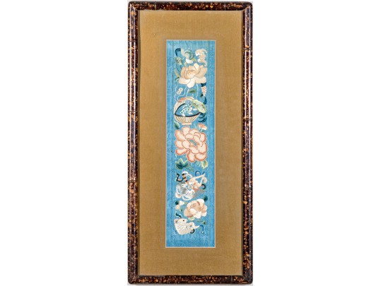 Pair Of Framed Chinese Embroidered Panels