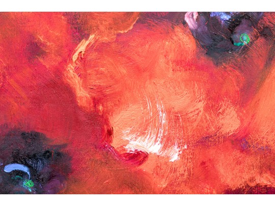 Victoria Montesinos (Mexico, B.1944) Oil On Panel, Red Floral 