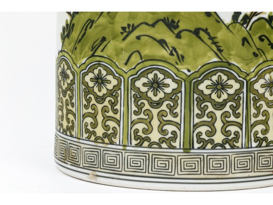 Charming Japanese Vintage Enameled Porcelain Umbrella Stand