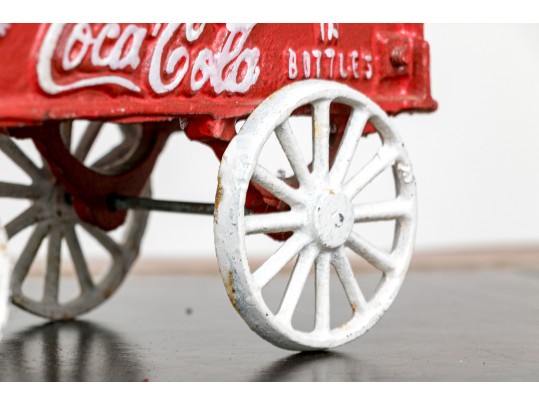 Vintage Paint Finished Cast Iron “Coca Cola” Horse Drawn Cart 