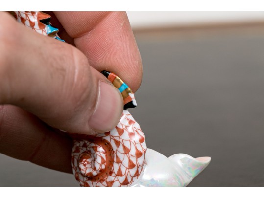 Herend, Hungarian Hand Painted Porcelain Seahorse And Mouse - As Is