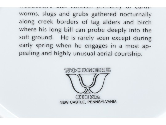 Set Of American Woodmere China Dishes, 8 Woodcock & 7 Mountain Quail