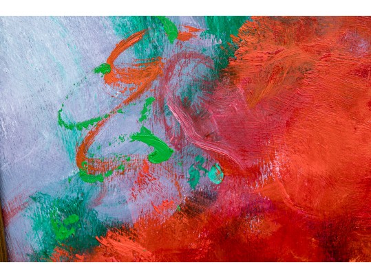 Victoria Montesinos (Mexico, B.1944) Oil On Panel, Red Floral 