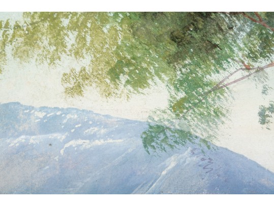 M. Gianni (Italy, 1873-1956) Gouache, Italian Mountain Lake Scene