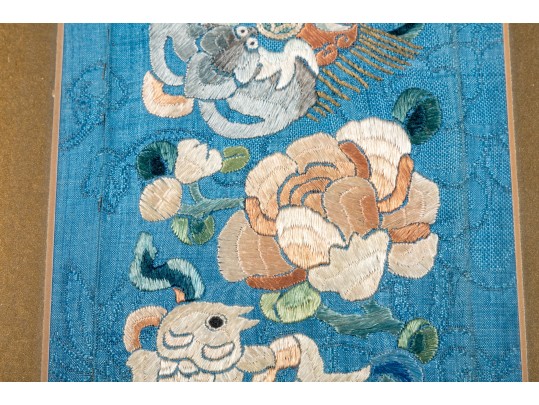 Pair Of Framed Chinese Embroidered Panels