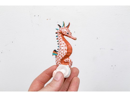 Herend, Hungarian Hand Painted Porcelain Seahorse And Mouse - As Is