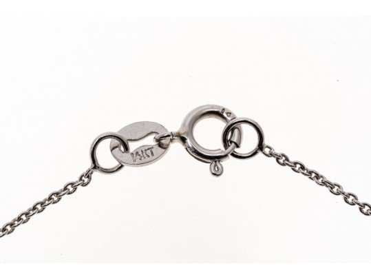 14k White Gold Baguette And Round Diamond Cross, 0.50 TCW, With Chain