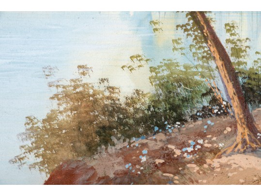 M. Gianni (Italy, 1873-1956) Gouache, Italian Mountain Lake Scene