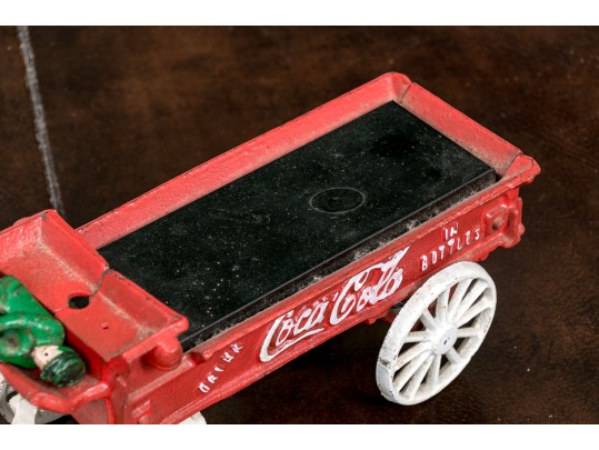Vintage Paint Finished Cast Iron “Coca Cola” Horse Drawn Cart 