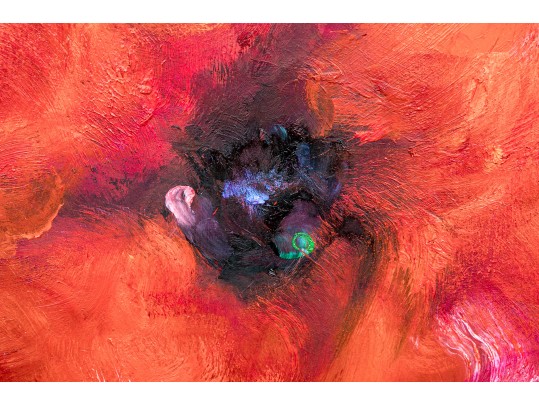 Victoria Montesinos (Mexico, B.1944) Oil On Panel, Red Floral 